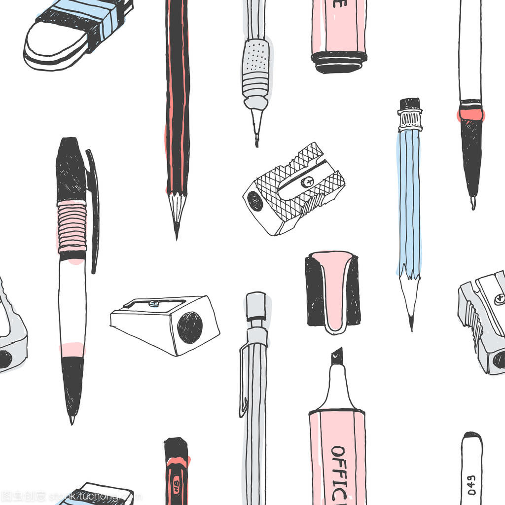 手绘文具 创造独特无缝图案的艺术